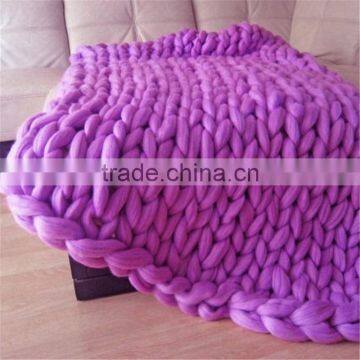 Wholesale high quality super soft warm colorful chunky knit blanket woolen blanket Hand woven air-conditioning blankets