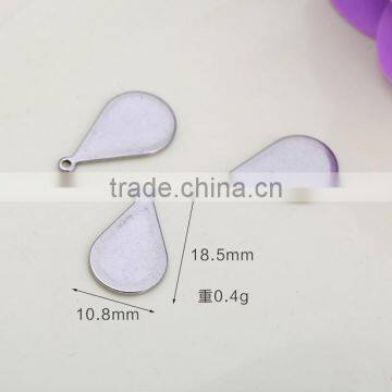 Hot sales water drop shape charm tags custom own logo water drop steel charms for jewelry accessories 2016