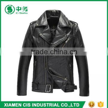 High Quality Windproof Men Black PU Motorcycle Leather Jacket