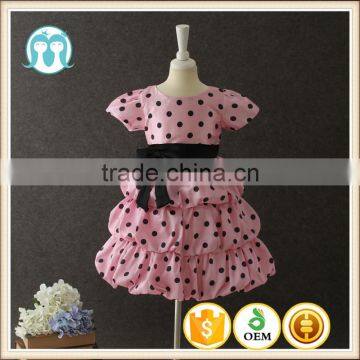 Guangzhou Wholesale Childrens Clothing Latest Children Dress Designs Kids Fashion Girl Dress Manufacturer Dotts Cap Sleeve