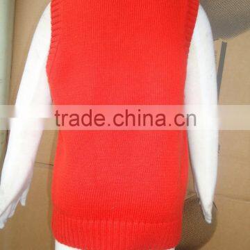 Custom Cheap Unisex Baby Orange V-neck Knitted Nuiform Sweater Vest photo-5