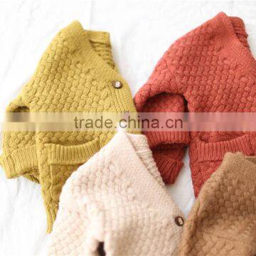 2-7 Years 2017 New Wholesale Cotton Full Sleeves Knitting Solid Sweater Long Kids Girls Coats (pick Size Color ) photo-6