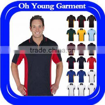 China supplier 100%polyester contrast colors sports gym wear athletic dry fit quick-dring mens running polo shirts