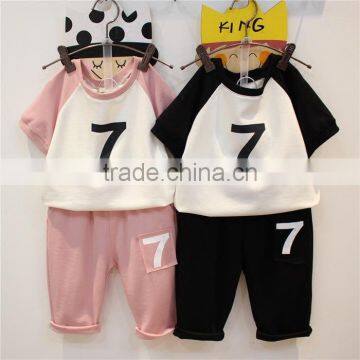 hot sale kids wear,knit t-shirt+pants girls boutique summer outfits children summer clothes set