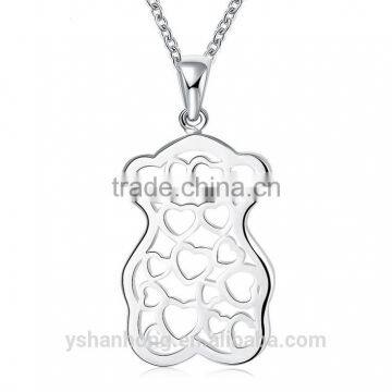 Fashion 925 Silver Bear Pendant Sautoir Wholesale Creative Hollow Out photo-2