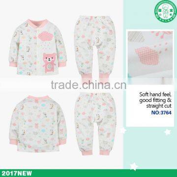 Long Sleeve Pink Bear Pattern Children Girl Clothing Set Baby Wear Importing From China photo-2