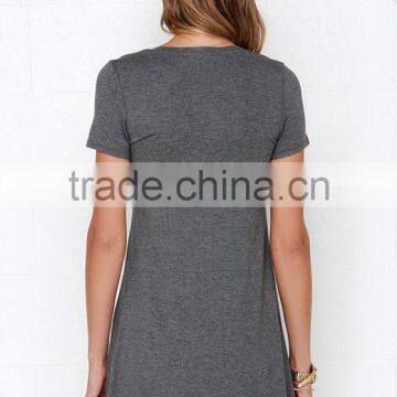 OEM Service v Neck Short Sleeves Shirt Dress Women Casual Dress 2016 photo-5