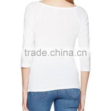 Women's Boat Neck 3/4 Raglan Sleeve T Shirt photo-4