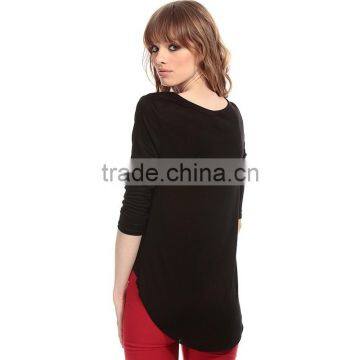 Women's Front Cross Swallow Tail 3/4 Sleeve Crop Top T-shirt Clothing photo-2