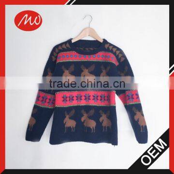 Women autumn knitting patterns christmas reindeer sweater pullover