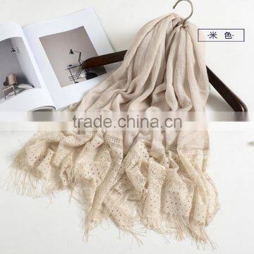 New Fashion Custom Lash Lace Trimming Viscose Hijab Scarf