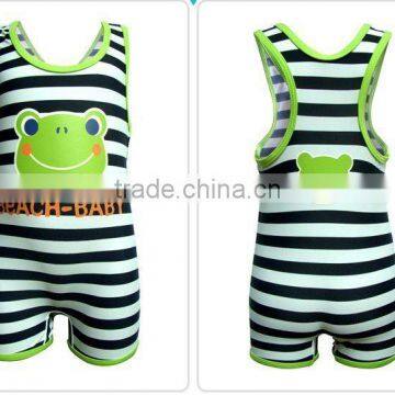 Black Stripe and Frog Cute Baby Girl Swimswear Swimming Body Suit