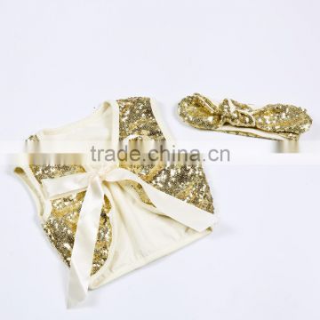 Newborn wears new design baby vest sets sequins cute baby suits summer