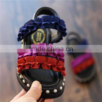 B21388A Bohemia style baby shoes girls beautiful pearl lace sandals