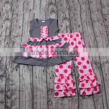 Kids Clothes Wholesale Pink Dot Print Spring Outfits Newborn Baby Clothing Set Custom Baby Clothes photo-2