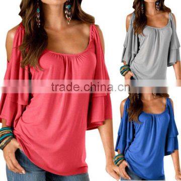 Women Off Shoulder Short Sleeve Casual T-Shirt Tops Loose Blouse