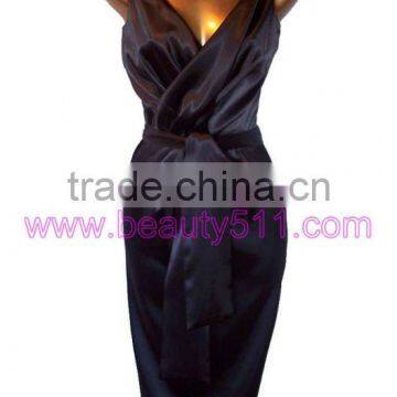 Vintage 40s 50s repro Black Satin Hollywood Wiggle Grecian Drape Dress GP005