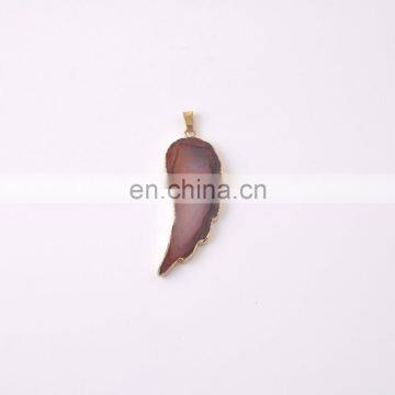 New design simple feather shaped agate pendant