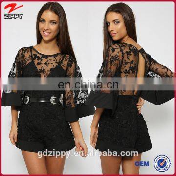 Alibaba express clothes new design clothes for women women playsuit in black