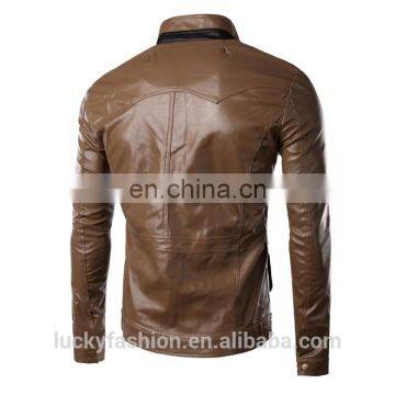 2016 New Style Stand-up Collar Faxu Leather Jacket For Men photo-2
