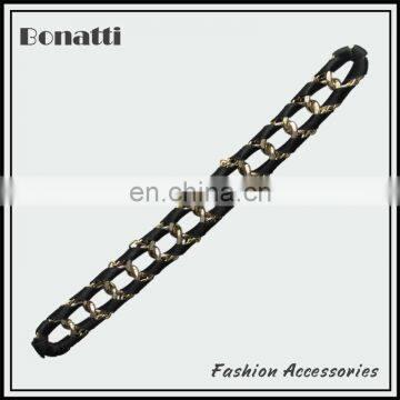 new design gold aluminum chain with black ribbon