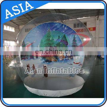 Large Human Snowing Snow Globe with Christmas Tree Backdrop For Christmas Decoration