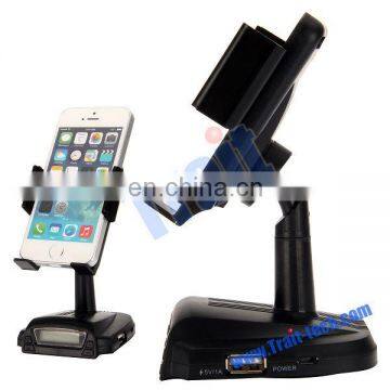 Smart Stand Car Holder In-car Handfree and FM Transmitter Function for iPhone Samsung HTC Nokia and Etc Smart Phone