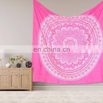 Indian Latest Wall Hanging Hippie Pink Ombre Mandala Tapestry Bohemian Bedspread Dorm Decor 95"X85" Inch