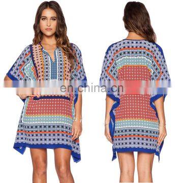 OEM custom digital print fashion beach wear kaftans for women