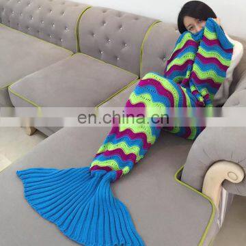 New popular Fashion All Season blankets handmade knit mermaid tail blanket wholesale