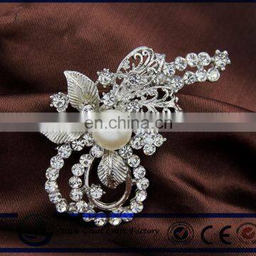 South Korea fashion silver brooch cheap wedding pearl flower brooch