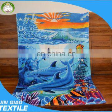 Shark design character beach towels China factory 100% cotton velour custom printed beach towel