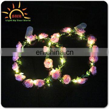 pretty led string lights flower headband,new design Glow hawaiian leis flower