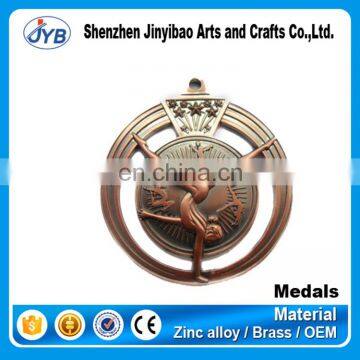 high quality custom metal medals gymnastics with ribbon drape