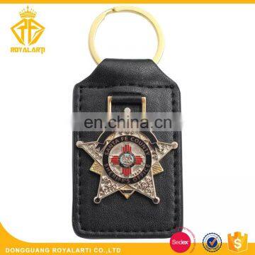 Excellence Custom Brass Sheriff's Office Keychain with Leather Badge