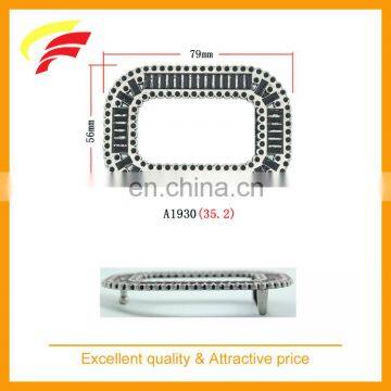 fashion zinc alloy rectangle belt buckle, metal plate belt buckle with glass stones and rhinestones for 30mm belt