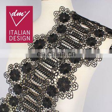 Newest designs black flower patterns embroidery french lace