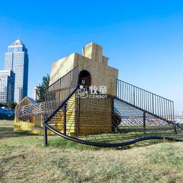 Special Design Children Slide for Theme Park Wooden Outdoor Playground With Stainless Steel Slide photo-3