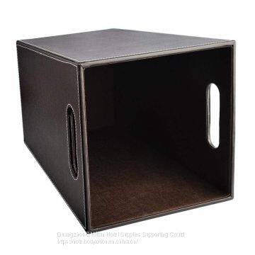 Kitchen Office Cabinet Leather Trash Can Square Wastebasket Paper Basket Trash Organizers Dustbin Garbage Waste Bin (Color : Brown) photo-4