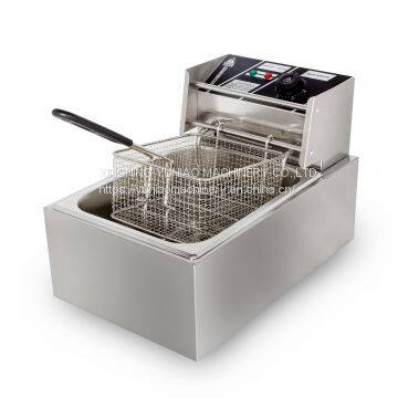 6L 2500W Industrial One Basket Electric Deep Fryer with Temperature Control Extra Thick Stainless Steel  WT/8613824555378