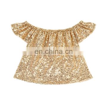 High Quality Off Shoulder Sequin Baby Girl Summer Top