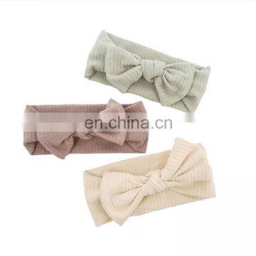 Organic Cotton Bow Knot Knitted Ribbed Baby Headband For Babies photo-2