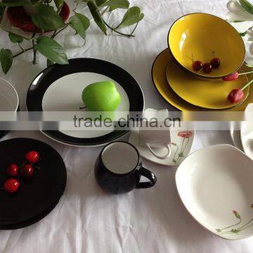 12pcs Two-tone Colorful Glazed Colorful Ceramic Stoneware Brand Dinnerware Sets photo-3