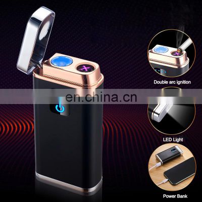 New design usb lighter with power bank customize windproof flameless lighter