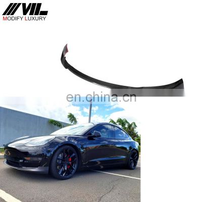 T Style Carbon Fiber Car Front Bumper Lip for Tesla Model 3 Sedan 4-Door 2016-2018