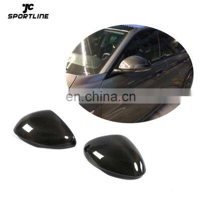 Dry Carbon Fiber Car Side Mirror Caps for Alfa Romeo Giulia Quadrifoglio Sedan 4-Door 2017-2018