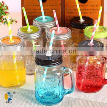 Drinking bottles 400ml mason jars with holder color painted manufacturer