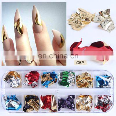 Hot Sell Nail Art Foils Sticker Metallic Gold Silver Color Nail Flakies 3D Nail Art Decorations photo-4