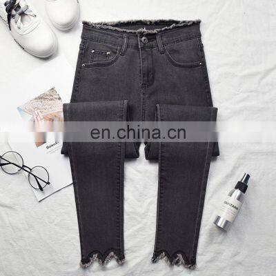2020 Top Selling Soft, and Breathable Fashionable New Style Blue Black Gray Denim Ladies Pencil Pants Women Pencil Jeans/ photo-5