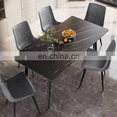 Marble Top Dining Table Metal Modern Luxury Dinning Room Furniture Set Scandinavian Marble Dining Table And Chair Combination